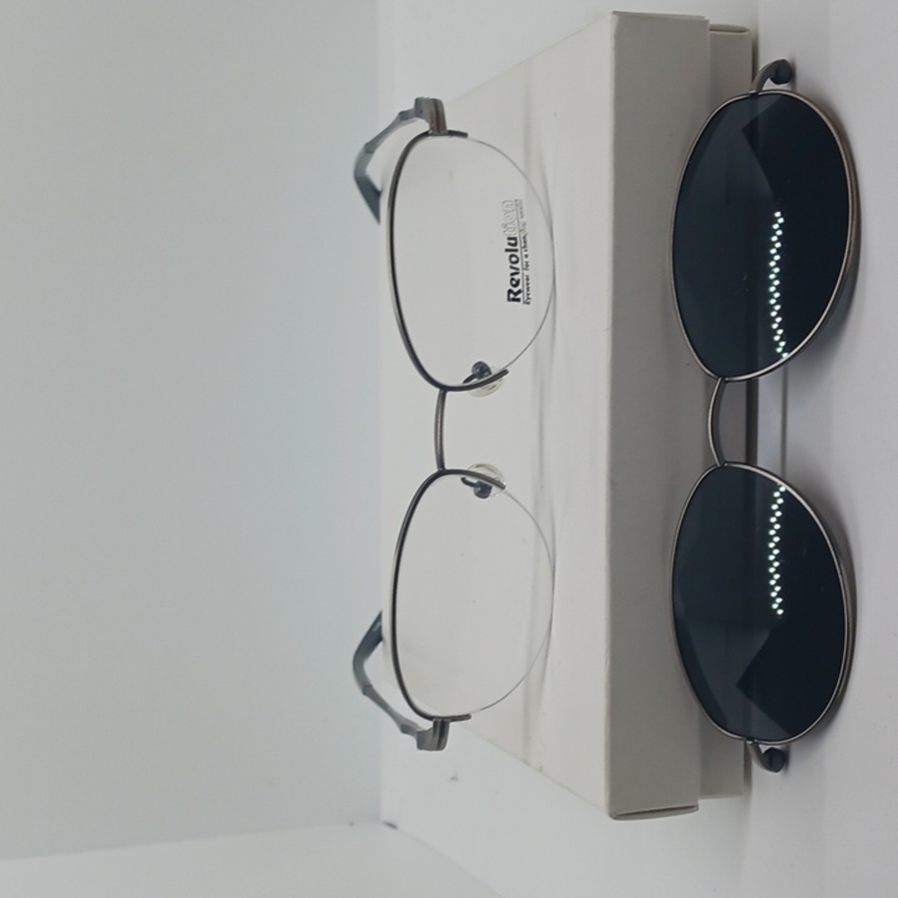 NWT UNISEX REVOLUTION EYEGLASS FRAMES & CLIP ON SUNGLASSES 617 GRAY